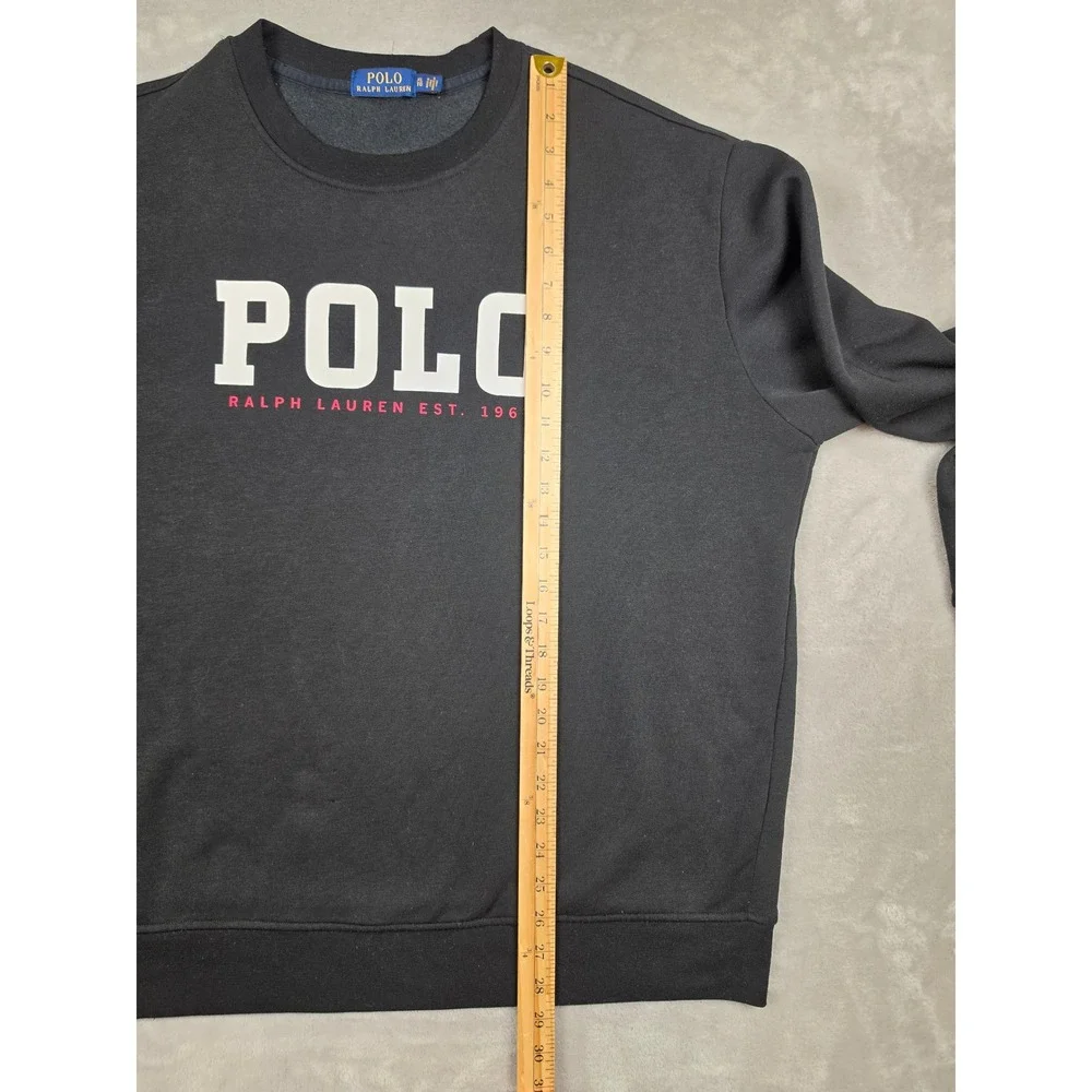 Polo Ralph Lauren Sweatshirt Mens XL Black Graphic Logo Pullover Crewneck Read